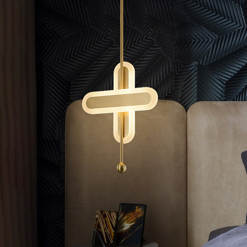 Crossing Acrylic Pendant Lamp Fixture Modern LED Gold Hanging Ceiling Light for Bedroom Clearhalo 'Ceiling Lights' 'Modern Pendants' 'Modern' 'Pendant Lights' 'Pendants' Lighting' 612383