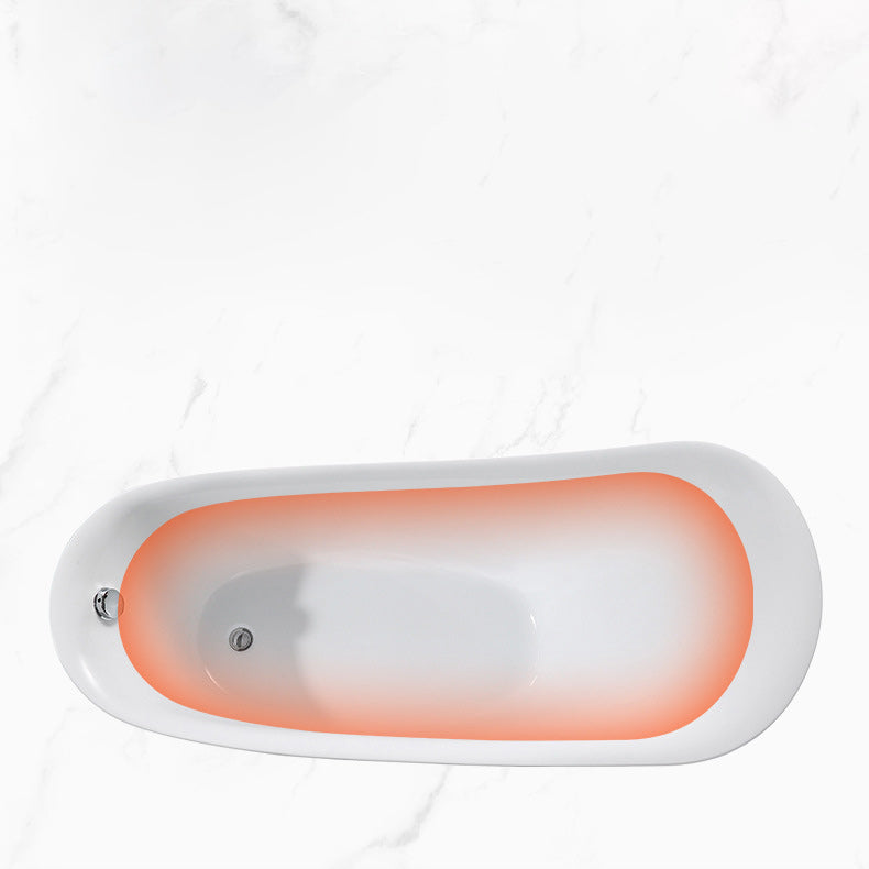 Oval Slipper Soaking Bathtub Modern Acrylic Freestanding Bathtub in White Clearhalo 'Bathroom Remodel & Bathroom Fixtures' 'Bathtubs' 'Home Improvement' 'home_improvement' 'home_improvement_bathtubs' 'Showers & Bathtubs' 6124084