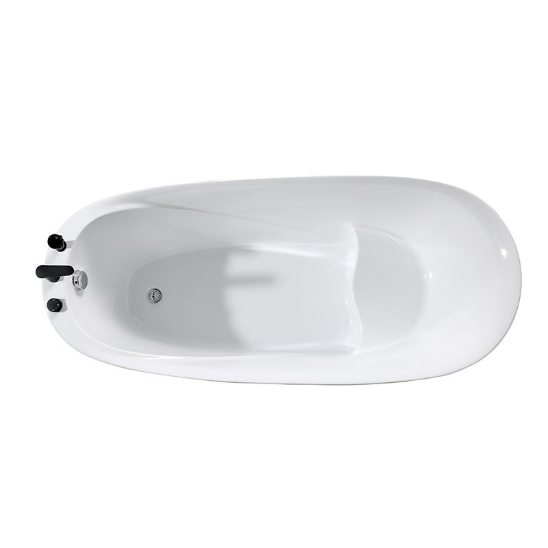 Oval Slipper Soaking Bathtub Modern Acrylic Freestanding Bathtub in White Clearhalo 'Bathroom Remodel & Bathroom Fixtures' 'Bathtubs' 'Home Improvement' 'home_improvement' 'home_improvement_bathtubs' 'Showers & Bathtubs' 6124085