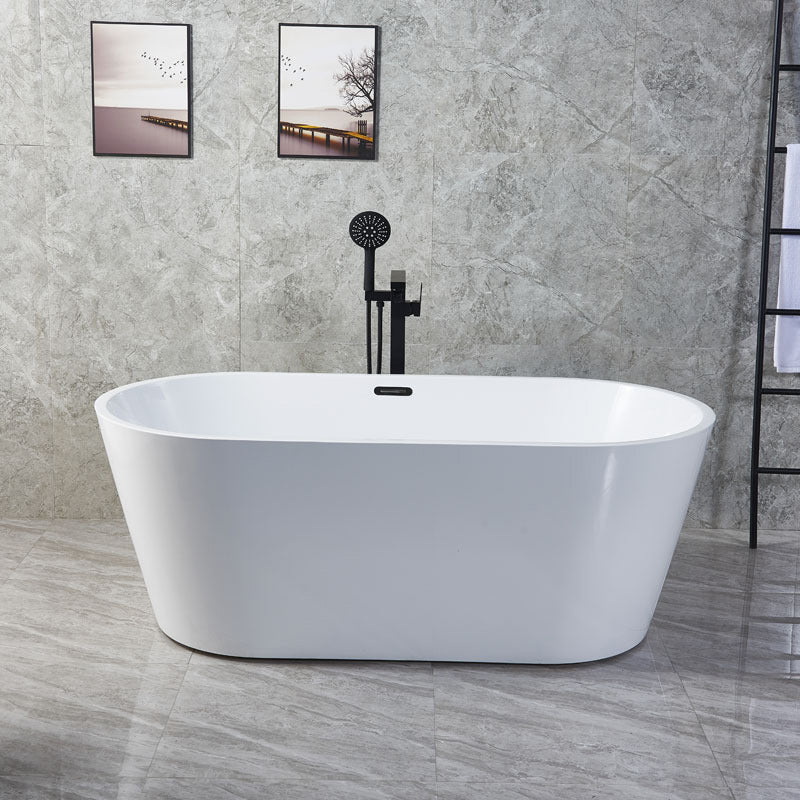 White Oval Bath Tub for Bathroom Soaking Stand Alone Tub with Drain Clearhalo 'Bathroom Remodel & Bathroom Fixtures' 'Bathtubs' 'Home Improvement' 'home_improvement' 'home_improvement_bathtubs' 'Showers & Bathtubs' 6124109