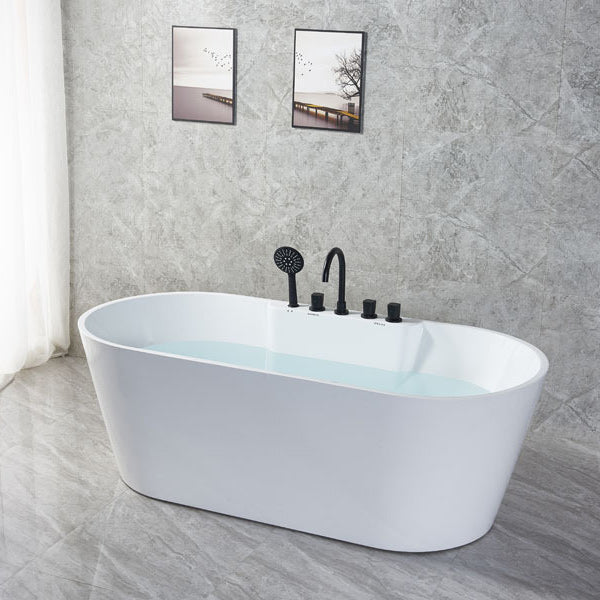 White Oval Bath Tub for Bathroom Soaking Stand Alone Tub with Drain Clearhalo 'Bathroom Remodel & Bathroom Fixtures' 'Bathtubs' 'Home Improvement' 'home_improvement' 'home_improvement_bathtubs' 'Showers & Bathtubs' 6124110