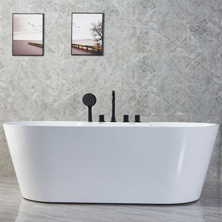 White Oval Bath Tub for Bathroom Soaking Stand Alone Tub with Drain Clearhalo 'Bathroom Remodel & Bathroom Fixtures' 'Bathtubs' 'Home Improvement' 'home_improvement' 'home_improvement_bathtubs' 'Showers & Bathtubs' 6124111