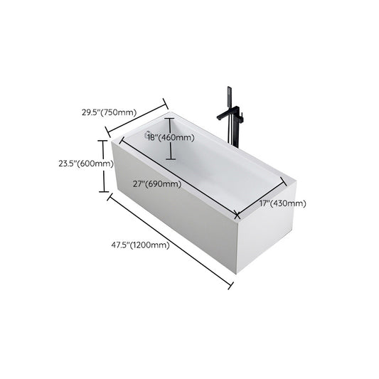 White Acrylic Rectangular Bathtub Soaking Freestanding with Left Drain Clearhalo 'Bathroom Remodel & Bathroom Fixtures' 'Bathtubs' 'Home Improvement' 'home_improvement' 'home_improvement_bathtubs' 'Showers & Bathtubs' 6124132