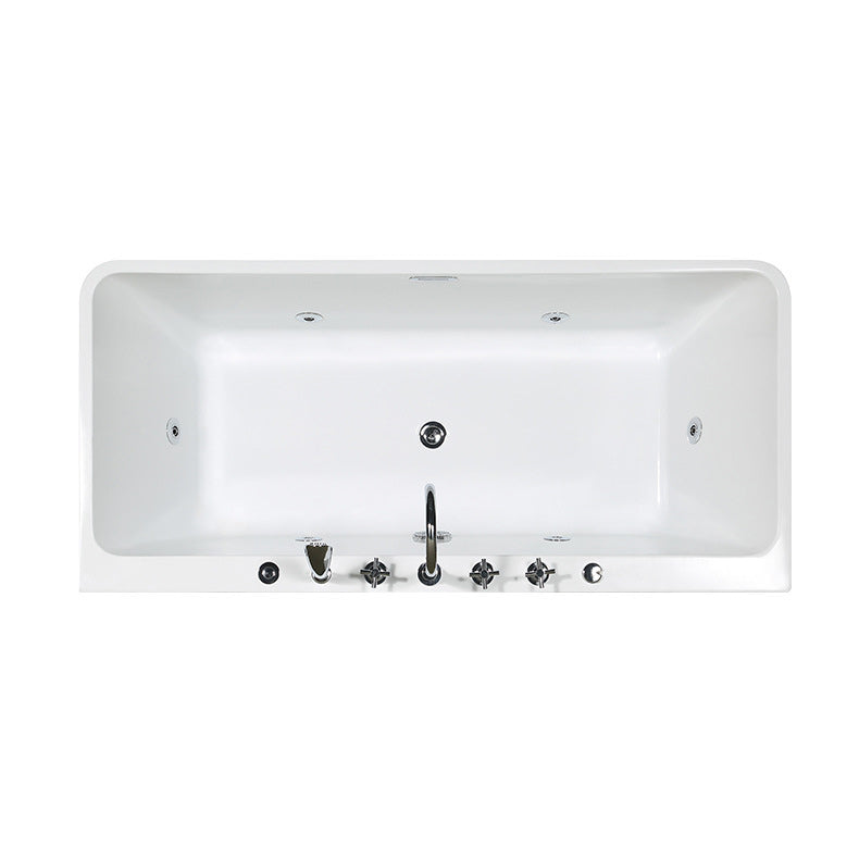 White Acrylic Rectangular Bath Tub Whirlpool Stand Alone Tub with Faucet Clearhalo 'Bathroom Remodel & Bathroom Fixtures' 'Bathtubs' 'Home Improvement' 'home_improvement' 'home_improvement_bathtubs' 'Showers & Bathtubs' 6124146