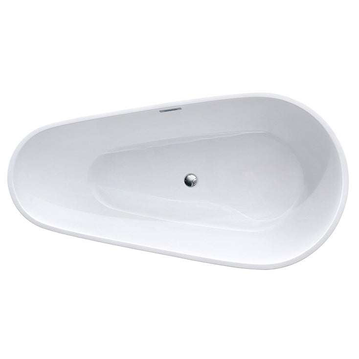 White Acrylic Oval Bathtub Freestanding Soaking Bath Tub with Center Drain Clearhalo 'Bathroom Remodel & Bathroom Fixtures' 'Bathtubs' 'Home Improvement' 'home_improvement' 'home_improvement_bathtubs' 'Showers & Bathtubs' 6124160