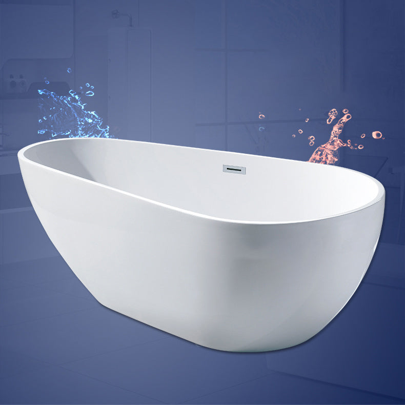 White Acrylic Oval Bathtub Freestanding Soaking Bath Tub with Center Drain Clearhalo 'Bathroom Remodel & Bathroom Fixtures' 'Bathtubs' 'Home Improvement' 'home_improvement' 'home_improvement_bathtubs' 'Showers & Bathtubs' 6124161