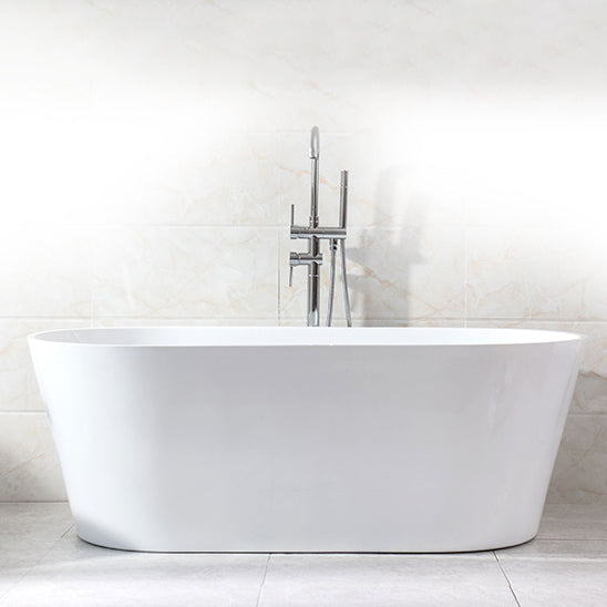 Contemporary Freestanding Acrylic-Fiberglass Bathtub White Oval Soaking Bath Tub Clearhalo 'Bathroom Remodel & Bathroom Fixtures' 'Bathtubs' 'Home Improvement' 'home_improvement' 'home_improvement_bathtubs' 'Showers & Bathtubs' 6124178