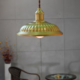 Brass Ridged Bowl Shade Hanging Lamp Vintage Style Metal 1 Head Dining Table Pendant Lighting Clearhalo 'Art Deco Pendants' 'Cast Iron' 'Ceiling Lights' 'Ceramic' 'Crystal' 'Industrial Pendants' 'Industrial' 'Metal' 'Middle Century Pendants' 'Pendant Lights' 'Pendants' 'Tiffany' Lighting' 61241