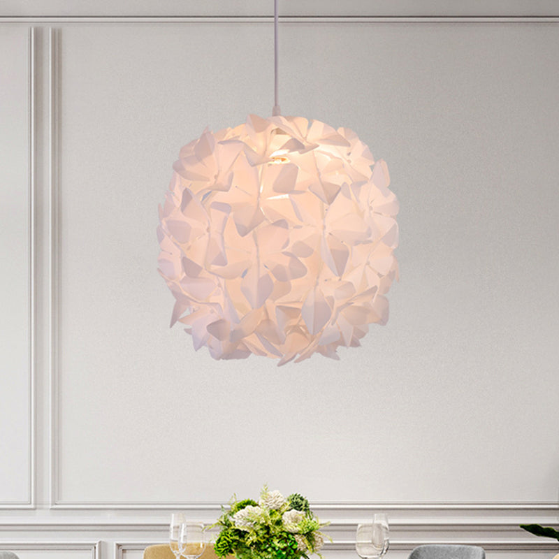 Contemporary 1-Bulb Pendant White Blossom Flower Ceiling Hang Fixture with Acrylic Shade Clearhalo 'Ceiling Lights' 'Modern Pendants' 'Modern' 'Pendant Lights' 'Pendants' Lighting' 612420