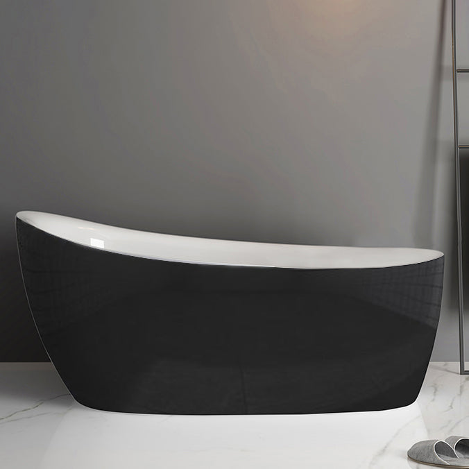 Freestanding Oval Bath Tub Modern Acrylic-Fiberglass Soaking Bathtub Black White Tub Clearhalo 'Bathroom Remodel & Bathroom Fixtures' 'Bathtubs' 'Home Improvement' 'home_improvement' 'home_improvement_bathtubs' 'Showers & Bathtubs' 6124231