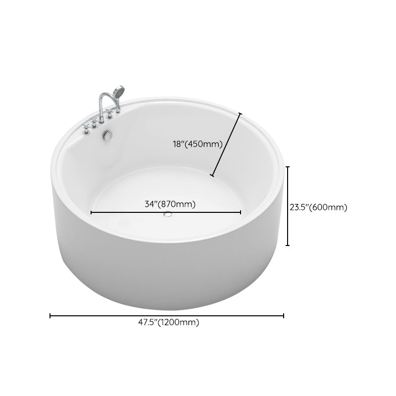 Acrylic Round Bath Tub Whirlpool Freestanding Bathtub with Tub Filler and Trim Kit Clearhalo 'Bathroom Remodel & Bathroom Fixtures' 'Bathtubs' 'Home Improvement' 'home_improvement' 'home_improvement_bathtubs' 'Showers & Bathtubs' 6124319