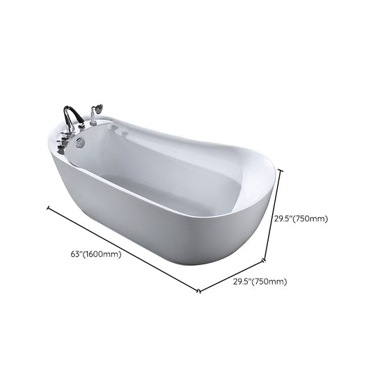 White Acrylic Oval Bathtub Soaking Freestanding Tub with Faucet Clearhalo 'Bathroom Remodel & Bathroom Fixtures' 'Bathtubs' 'Home Improvement' 'home_improvement' 'home_improvement_bathtubs' 'Showers & Bathtubs' 6124367