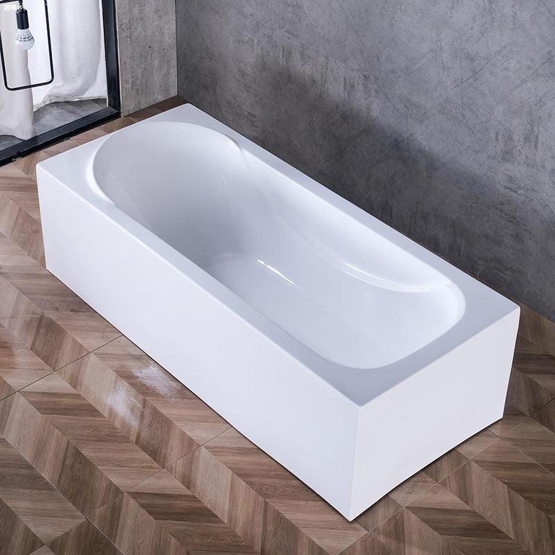 Bathroom Acrylic Tub with Internal Drain Soaking Stand Alone Bath Tub White 61"L x 28"W x 18"H Clearhalo 'Bathroom Remodel & Bathroom Fixtures' 'Bathtubs' 'Home Improvement' 'home_improvement' 'home_improvement_bathtubs' 'Showers & Bathtubs' 6124370