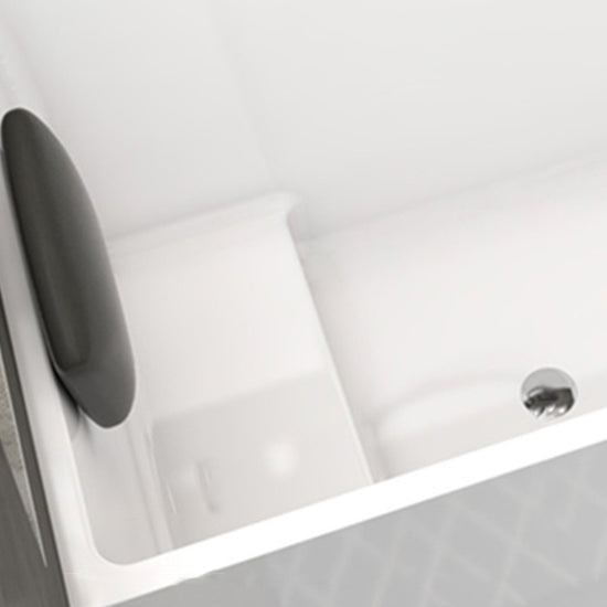 White Acrylic Indoor Bath Tub Soaking Tub with Internal Drain - Clearhalo