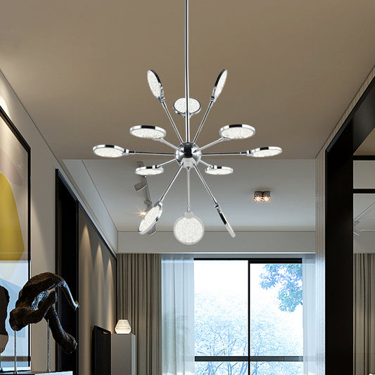 Sputnik Hanging Chandelier Modernist Metallic LED Chrome Suspended Pendant Light with Acrylic Shade in Warm/White Light Chrome Clearhalo 'Ceiling Lights' 'Chandeliers' 'Modern Chandeliers' 'Modern' Lighting' 612467