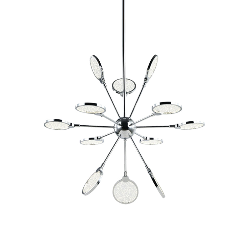 Sputnik Hanging Chandelier Modernist Metallic LED Chrome Suspended Pendant Light with Acrylic Shade in Warm/White Light Clearhalo 'Ceiling Lights' 'Chandeliers' 'Modern Chandeliers' 'Modern' Lighting' 612469