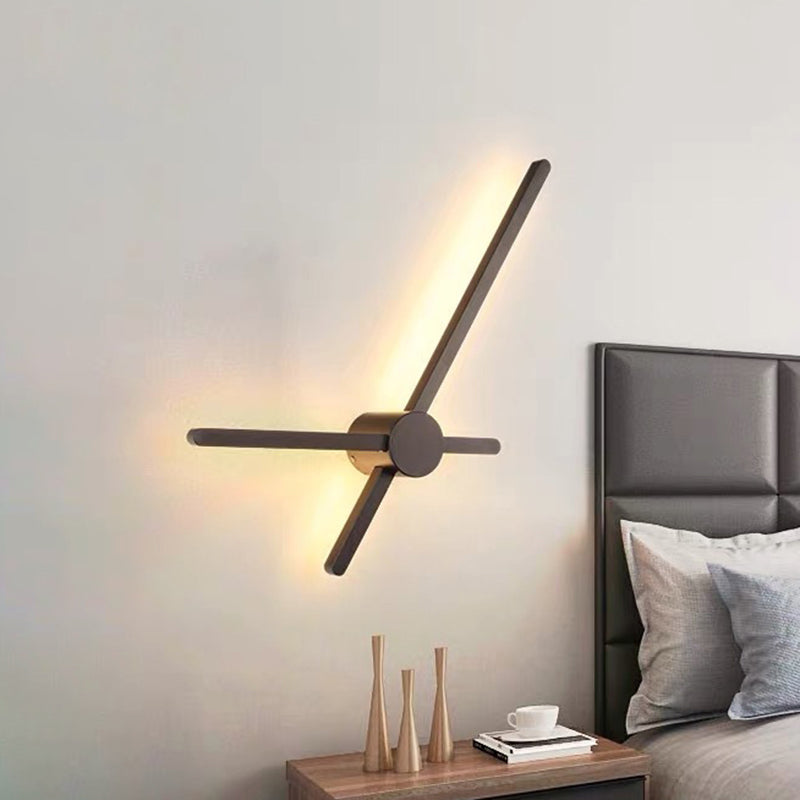 Coffee Finish Cross Line Wall Lighting Simple LED Acrylic Wall Mount Lamp Fixture for Corner Clearhalo 'Cast Iron' 'Glass' 'Industrial' 'Modern wall lights' 'Modern' 'Tiffany' 'Traditional wall lights' 'Wall Lamps & Sconces' 'Wall Lights' Lighting' 612473