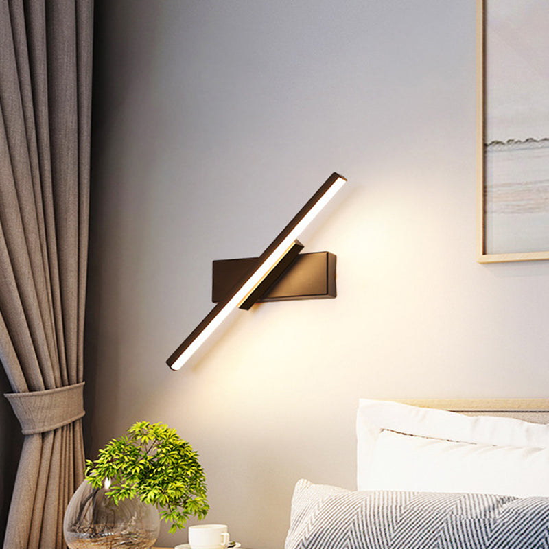 Slim Linear Acrylic Wall Light Sconce Modern White/Black LED Wall Mounted Lamp in White/Warm Light Black Clearhalo 'Cast Iron' 'Glass' 'Industrial' 'Modern wall lights' 'Modern' 'Tiffany' 'Traditional wall lights' 'Wall Lamps & Sconces' 'Wall Lights' Lighting' 612477