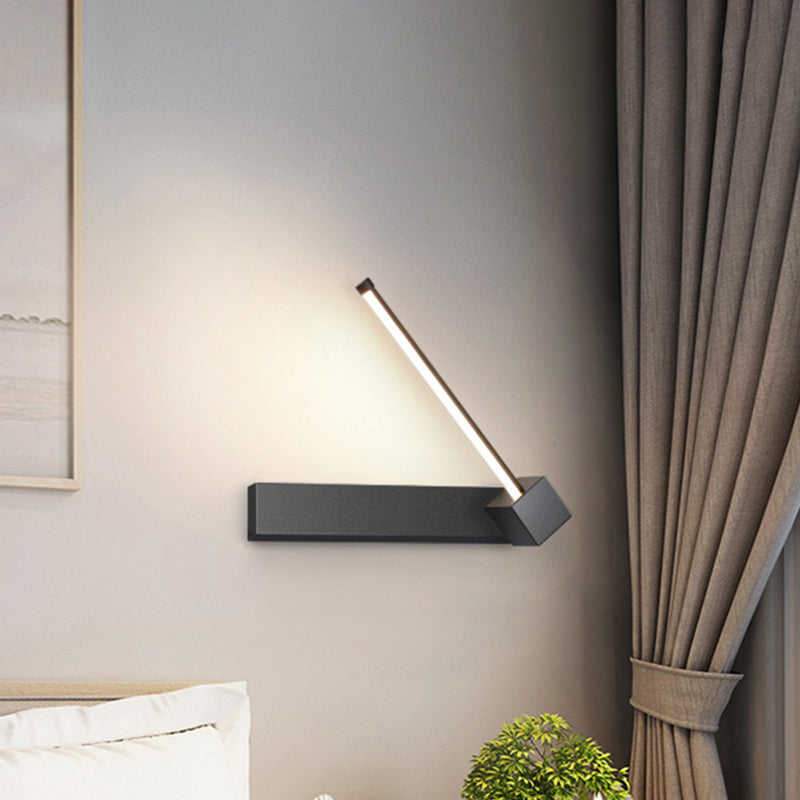 Modern LED Sconce Light Fixture White/Black Finish Rectangle and Linear Rotatable Wall Lamp with Acrylic Shade, White/Warm Light Clearhalo 'Cast Iron' 'Glass' 'Industrial' 'Modern wall lights' 'Modern' 'Tiffany' 'Traditional wall lights' 'Wall Lamps & Sconces' 'Wall Lights' Lighting' 612486