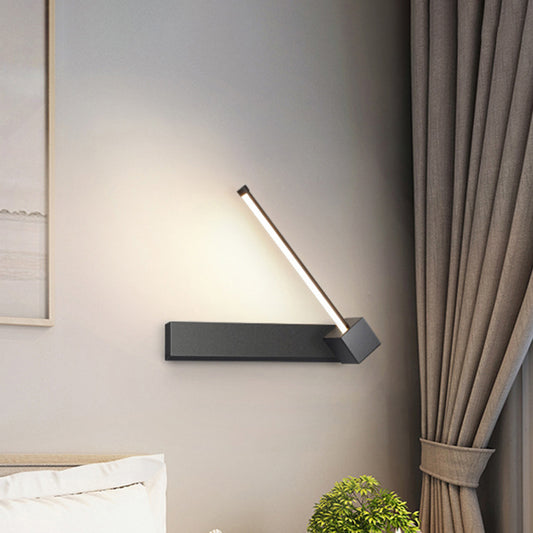 Modern LED Sconce Light Fixture White/Black Finish Rectangle and Linear Rotatable Wall Lamp with Acrylic Shade, White/Warm Light Clearhalo 'Cast Iron' 'Glass' 'Industrial' 'Modern wall lights' 'Modern' 'Tiffany' 'Traditional wall lights' 'Wall Lamps & Sconces' 'Wall Lights' Lighting' 612486