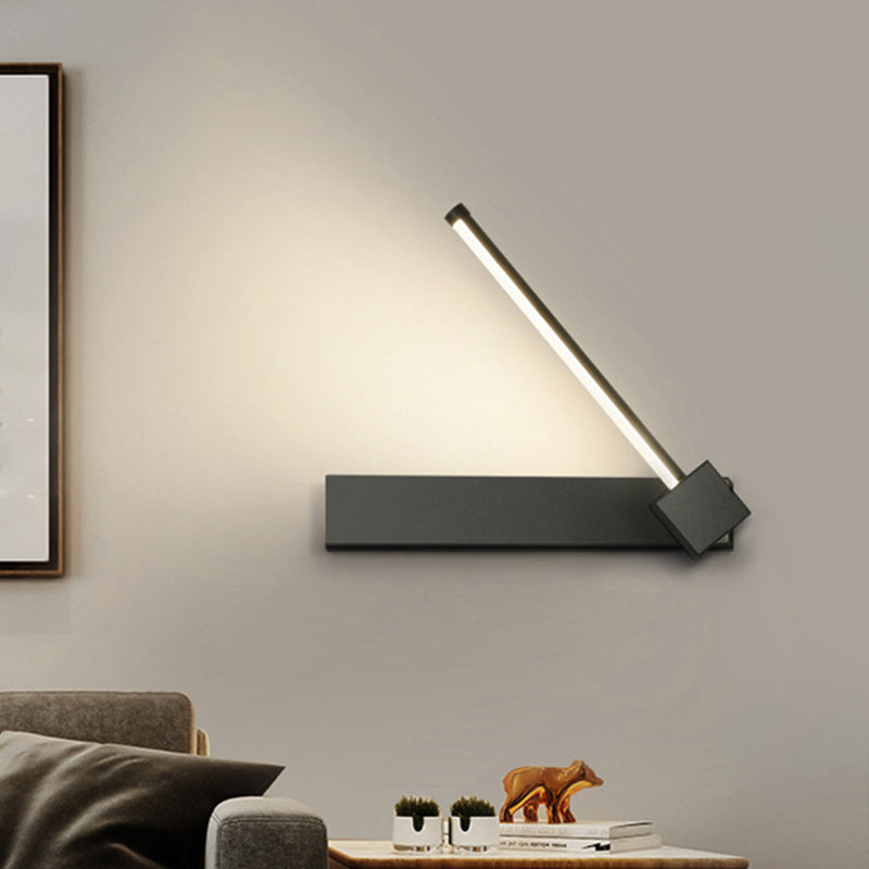 Modern LED Sconce Light Fixture White/Black Finish Rectangle and Linear Rotatable Wall Lamp with Acrylic Shade, White/Warm Light Clearhalo 'Cast Iron' 'Glass' 'Industrial' 'Modern wall lights' 'Modern' 'Tiffany' 'Traditional wall lights' 'Wall Lamps & Sconces' 'Wall Lights' Lighting' 612487