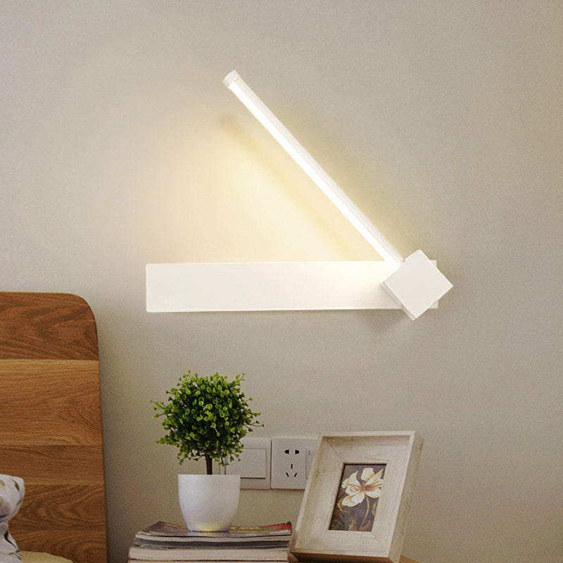 Modern LED Sconce Light Fixture White/Black Finish Rectangle and Linear Rotatable Wall Lamp with Acrylic Shade, White/Warm Light White Clearhalo 'Cast Iron' 'Glass' 'Industrial' 'Modern wall lights' 'Modern' 'Tiffany' 'Traditional wall lights' 'Wall Lamps & Sconces' 'Wall Lights' Lighting' 612490