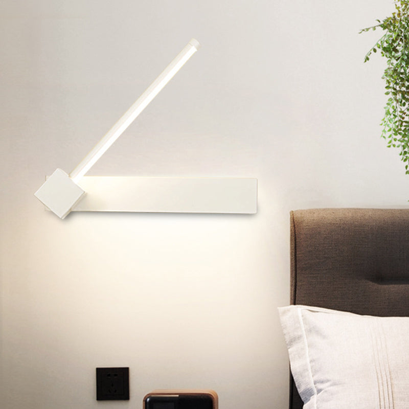 Modern LED Sconce Light Fixture White/Black Finish Rectangle and Linear Rotatable Wall Lamp with Acrylic Shade, White/Warm Light Clearhalo 'Cast Iron' 'Glass' 'Industrial' 'Modern wall lights' 'Modern' 'Tiffany' 'Traditional wall lights' 'Wall Lamps & Sconces' 'Wall Lights' Lighting' 612491