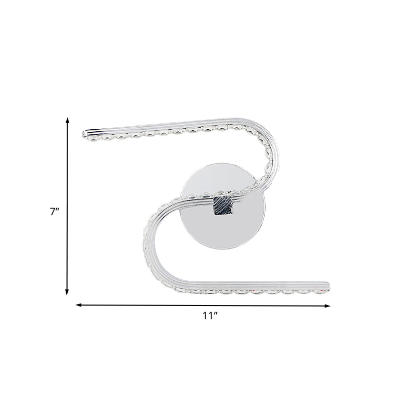 Minimalist S-Shape Sconce Lighting Metallic LED Bedside Wall Mount in Chrome with Acrylic Shade, Warm/White Light Clearhalo 'Cast Iron' 'Glass' 'Industrial' 'Modern wall lights' 'Modern' 'Tiffany' 'Traditional wall lights' 'Wall Lamps & Sconces' 'Wall Lights' Lighting' 612507