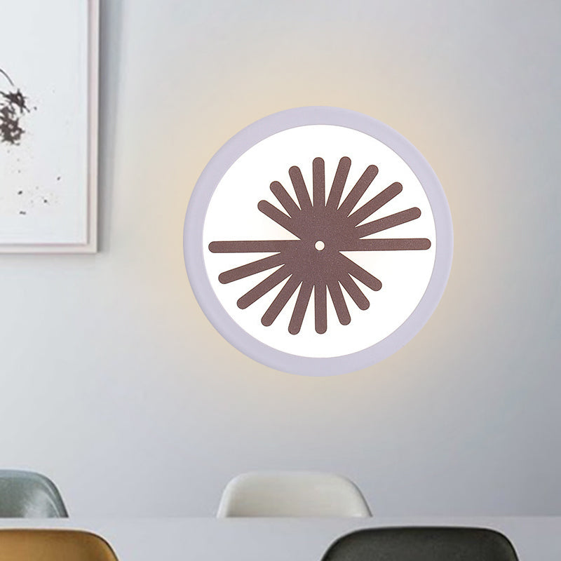 White Round Sconce Light Fixture Modern LED Acrylic Wall Mounted Lamp with Sector/Leaf Pattern, Warm/White Light White Sector Clearhalo 'Cast Iron' 'Glass' 'Industrial' 'Modern wall lights' 'Modern' 'Tiffany' 'Traditional wall lights' 'Wall Lamps & Sconces' 'Wall Lights' Lighting' 612522