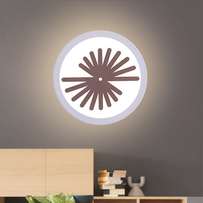 White Round Sconce Light Fixture Modern LED Acrylic Wall Mounted Lamp with Sector/Leaf Pattern, Warm/White Light Clearhalo 'Cast Iron' 'Glass' 'Industrial' 'Modern wall lights' 'Modern' 'Tiffany' 'Traditional wall lights' 'Wall Lamps & Sconces' 'Wall Lights' Lighting' 612523