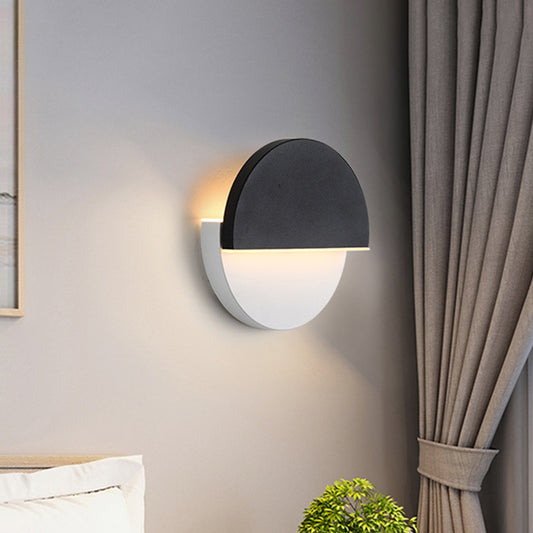 Modernism Double Semicircle Wall Mount Light Metal LED Bedroom Wall Lamp Sconce in Black and White Black-White Clearhalo 'Cast Iron' 'Glass' 'Industrial' 'Modern wall lights' 'Modern' 'Tiffany' 'Traditional wall lights' 'Wall Lamps & Sconces' 'Wall Lights' Lighting' 612526