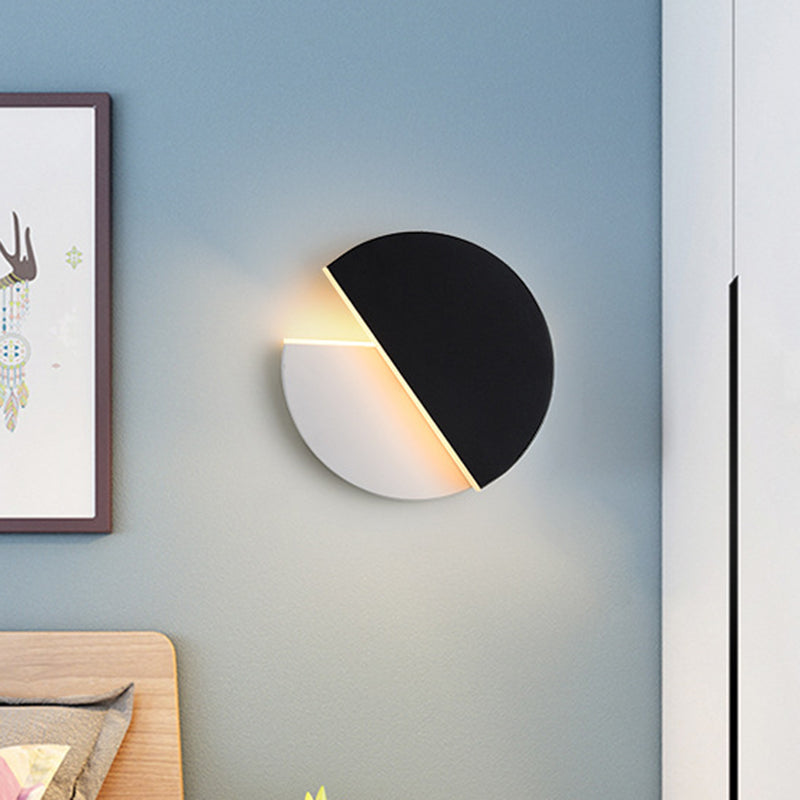 Modernism Double Semicircle Wall Mount Light Metal LED Bedroom Wall Lamp Sconce in Black and White Clearhalo 'Cast Iron' 'Glass' 'Industrial' 'Modern wall lights' 'Modern' 'Tiffany' 'Traditional wall lights' 'Wall Lamps & Sconces' 'Wall Lights' Lighting' 612528