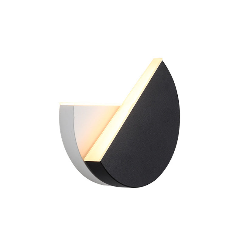 Modernism Double Semicircle Wall Mount Light Metal LED Bedroom Wall Lamp Sconce in Black and White Clearhalo 'Cast Iron' 'Glass' 'Industrial' 'Modern wall lights' 'Modern' 'Tiffany' 'Traditional wall lights' 'Wall Lamps & Sconces' 'Wall Lights' Lighting' 612529