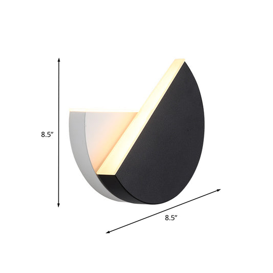 Modernism Double Semicircle Wall Mount Light Metal LED Bedroom Wall Lamp Sconce in Black and White Clearhalo 'Cast Iron' 'Glass' 'Industrial' 'Modern wall lights' 'Modern' 'Tiffany' 'Traditional wall lights' 'Wall Lamps & Sconces' 'Wall Lights' Lighting' 612530