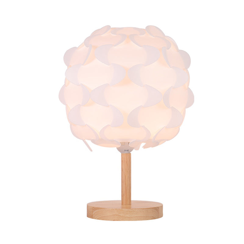 Circle Wood Night Table Light Modernism LED Beige Desk Lamp with Blossom Acrylic Shade for Bedside Clearhalo 'Lamps' 'Table Lamps' Lighting' 612560