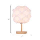 Circle Wood Night Table Light Modernism LED Beige Desk Lamp with Blossom Acrylic Shade for Bedside Clearhalo 'Lamps' 'Table Lamps' Lighting' 612561