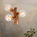 11.5" Height Branch Wall Lighting 3 Lights Lodge Style Wall Mount Light in Brown for Living Room Clearhalo 'Wall Lamps & Sconces' 'Wall Lights' Lighting' 612706