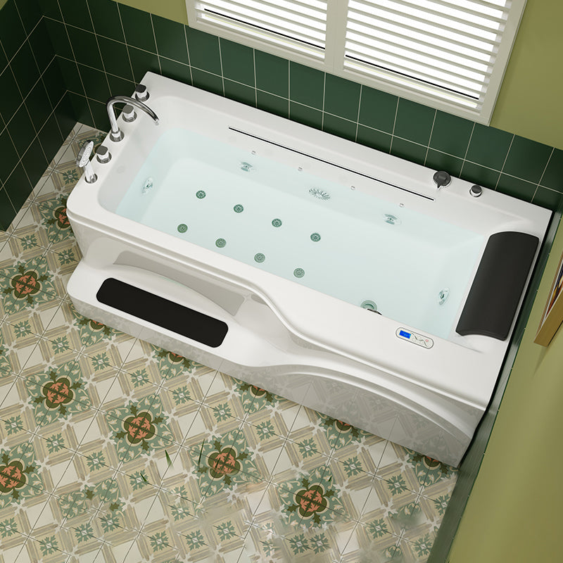 Rectangular Alcove Bathtub Acrylic Home Bath Tub in White for Bathroom Massage & Waterfall & Thermostat & Chromotherapy Left Clearhalo 'Bathroom Remodel & Bathroom Fixtures' 'Bathtubs' 'Home Improvement' 'home_improvement' 'home_improvement_bathtubs' 'Showers & Bathtubs' 6127679