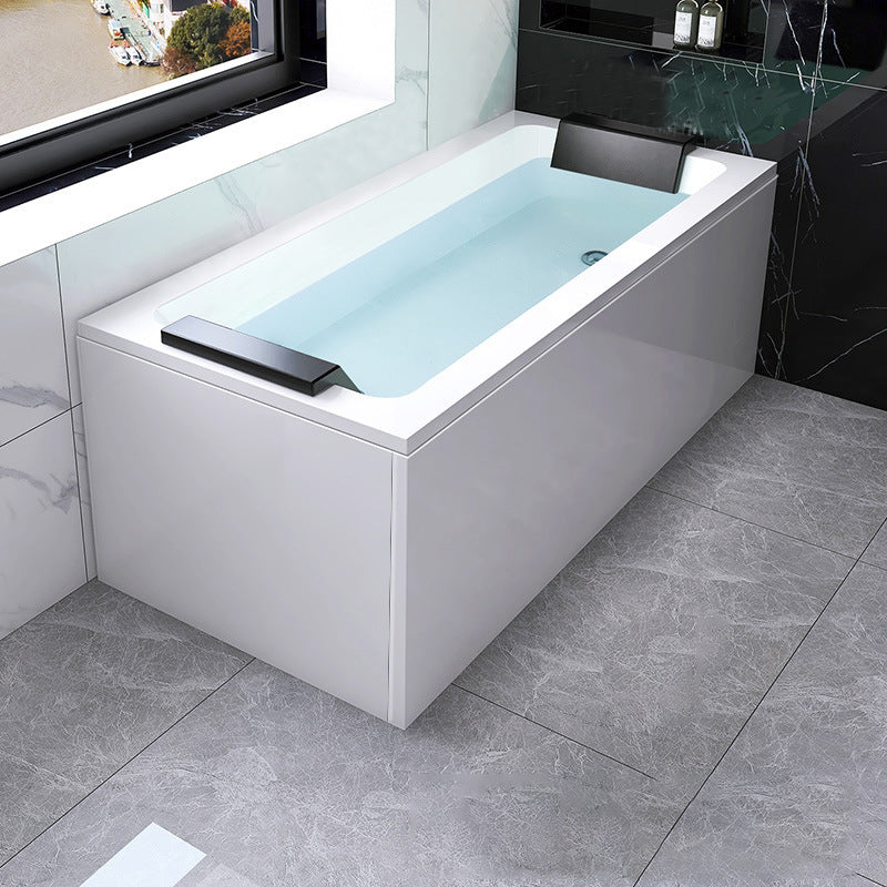 Modern Soaking Freestanding Bathtub White Acrylic Rectangular Bath Tub Right Tub Clearhalo 'Bathroom Remodel & Bathroom Fixtures' 'Bathtubs' 'Home Improvement' 'home_improvement' 'home_improvement_bathtubs' 'Showers & Bathtubs' 6127758