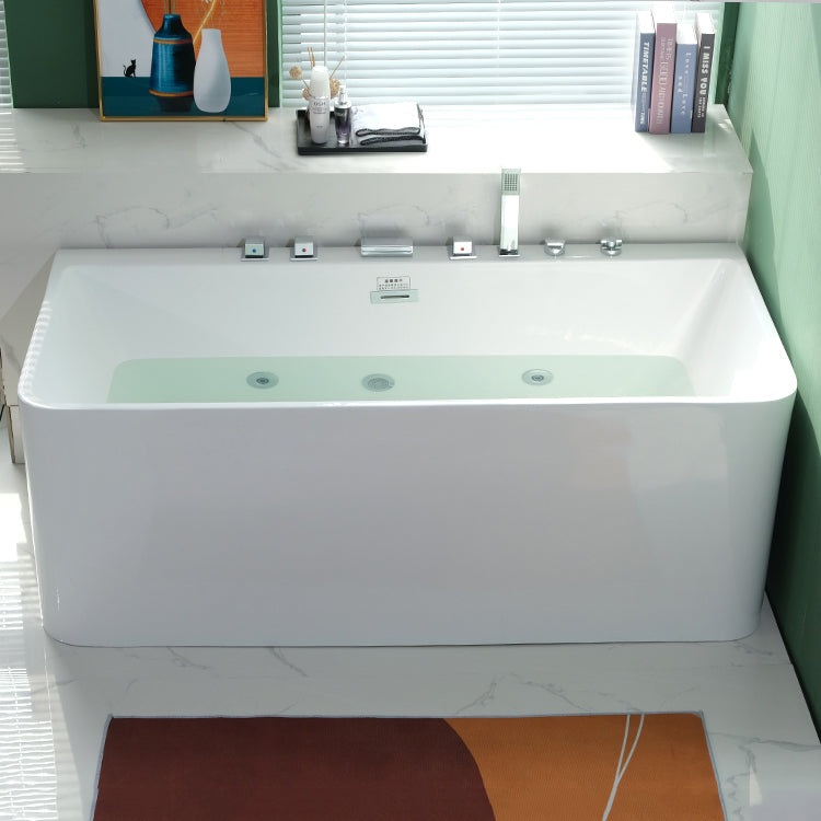 Rectangular Soaking Acrylic Bathtub Contemporary Bath Tub with Drain and Overflow Trim Clearhalo 'Bathroom Remodel & Bathroom Fixtures' 'Bathtubs' 'Home Improvement' 'home_improvement' 'home_improvement_bathtubs' 'Showers & Bathtubs' 6127786