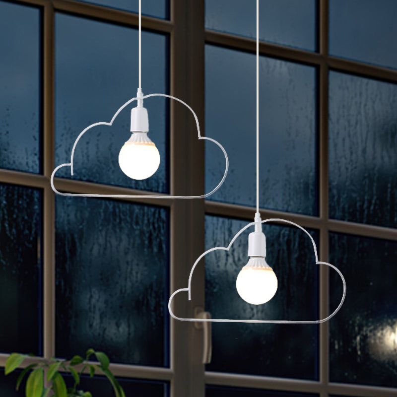 Metal Cloud Shade Hanging Lamp Loft Style 2 Lights Bedroom Adjustable Pendant Lighting in White White Clearhalo 'Art Deco Pendants' 'Cast Iron' 'Ceiling Lights' 'Ceramic' 'Crystal' 'Industrial Pendants' 'Industrial' 'Metal' 'Middle Century Pendants' 'Pendant Lights' 'Pendants' 'Tiffany' Lighting' 612904