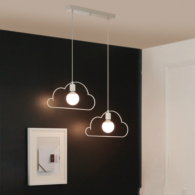 Metal Cloud Shade Hanging Lamp Loft Style 2 Lights Bedroom Adjustable Pendant Lighting in White Clearhalo 'Art Deco Pendants' 'Cast Iron' 'Ceiling Lights' 'Ceramic' 'Crystal' 'Industrial Pendants' 'Industrial' 'Metal' 'Middle Century Pendants' 'Pendant Lights' 'Pendants' 'Tiffany' Lighting' 612906