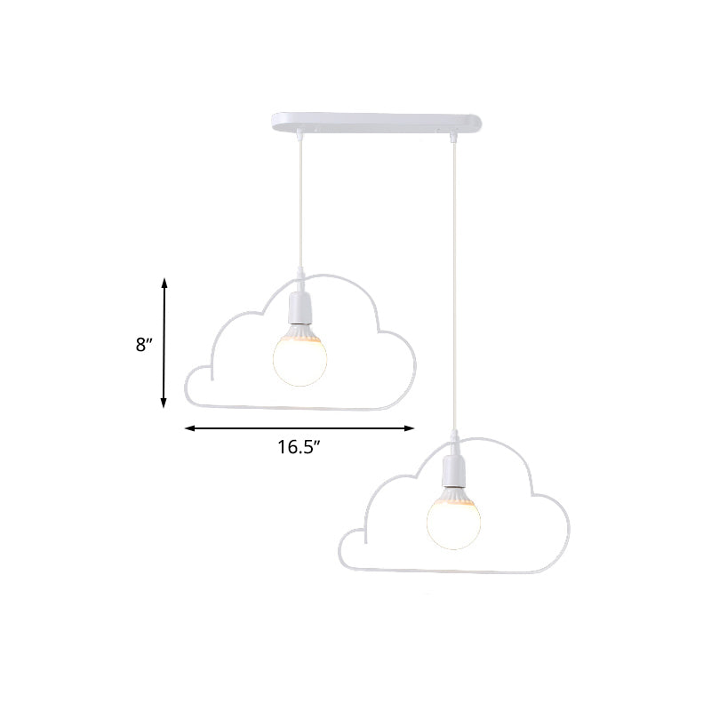 Metal Cloud Shade Hanging Lamp Loft Style 2 Lights Bedroom Adjustable Pendant Lighting in White Clearhalo 'Art Deco Pendants' 'Cast Iron' 'Ceiling Lights' 'Ceramic' 'Crystal' 'Industrial Pendants' 'Industrial' 'Metal' 'Middle Century Pendants' 'Pendant Lights' 'Pendants' 'Tiffany' Lighting' 612908