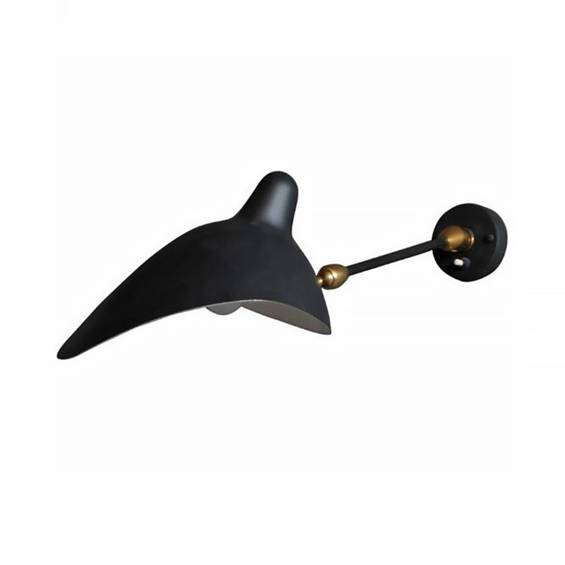 1/3-Light Living Room Wall Sconce Light with Duckbill Metallic Shade Black Finish Adjustable Wall Lamp Clearhalo 'Cast Iron' 'Glass' 'Industrial' 'Modern wall lights' 'Modern' 'Tiffany' 'Traditional wall lights' 'Wall Lamps & Sconces' 'Wall Lights' Lighting' 612947