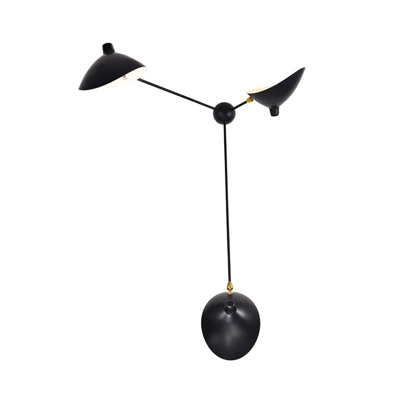 1/3-Light Living Room Wall Sconce Light with Duckbill Metallic Shade Black Finish Adjustable Wall Lamp Clearhalo 'Cast Iron' 'Glass' 'Industrial' 'Modern wall lights' 'Modern' 'Tiffany' 'Traditional wall lights' 'Wall Lamps & Sconces' 'Wall Lights' Lighting' 612952