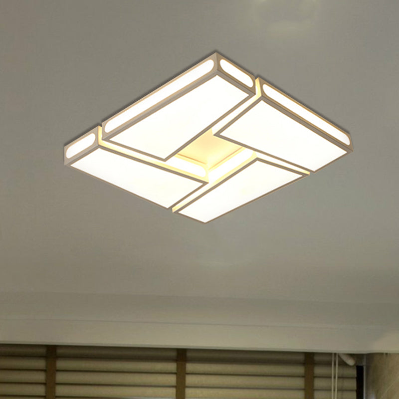 Squared Acrylic Flush Mount Lamp Modern Stylish 18"/23.5" Dia LED White Ceiling Mounted Light in Warm/White Light Clearhalo 'Ceiling Lights' 'Close To Ceiling Lights' 'Close to ceiling' 'Flush mount' Lighting' 612956