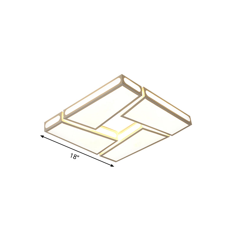 Squared Acrylic Flush Mount Lamp Modern Stylish 18"/23.5" Dia LED White Ceiling Mounted Light in Warm/White Light Clearhalo 'Ceiling Lights' 'Close To Ceiling Lights' 'Close to ceiling' 'Flush mount' Lighting' 612958