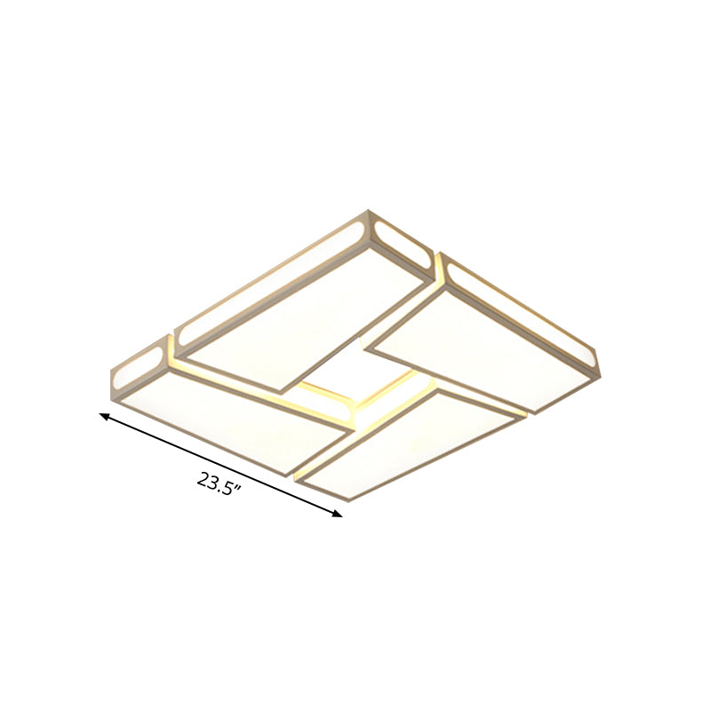 Squared Acrylic Flush Mount Lamp Modern Stylish 18"/23.5" Dia LED White Ceiling Mounted Light in Warm/White Light Clearhalo 'Ceiling Lights' 'Close To Ceiling Lights' 'Close to ceiling' 'Flush mount' Lighting' 612959