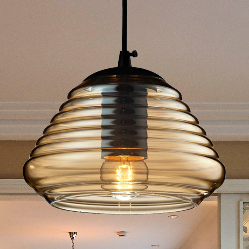 Bowl/Cylindrical/Saucer Shape Pendant Lamp Modernist Clear/Amber Ruffle Glass Black Hanging Light Fixture Amber Bowl Clearhalo 'Ceiling Lights' 'Glass shade' 'Glass' 'Modern Pendants' 'Modern' 'Pendant Lights' 'Pendants' Lighting' 612992