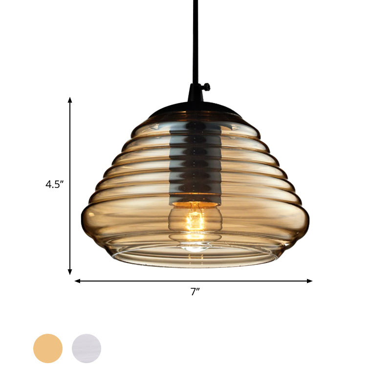 Bowl/Cylindrical/Saucer Shape Pendant Lamp Modernist Clear/Amber Ruffle Glass Black Hanging Light Fixture Clearhalo 'Ceiling Lights' 'Glass shade' 'Glass' 'Modern Pendants' 'Modern' 'Pendant Lights' 'Pendants' Lighting' 612996